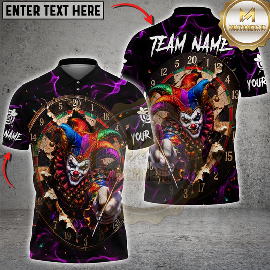 Maxcorners Darts Evil Jester And Vintage Dartboard Purple Lightning Multicolor Customized Name, Team Name 3D Shirts