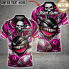 Maxcorners Bowling Spiked Monster Skull Bowling Ball Blue Splash Design Multicolor Customized Name, Team Name 3D Shirts 3