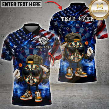 Maxcorners Darts American Flag Funny Dartboard Character Multicolor Customized Name, Team Name 3D Shirts
