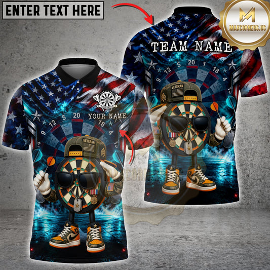 Maxcorners Darts American Flag Funny Dartboard Character Multicolor Customized Name, Team Name 3D Shirts