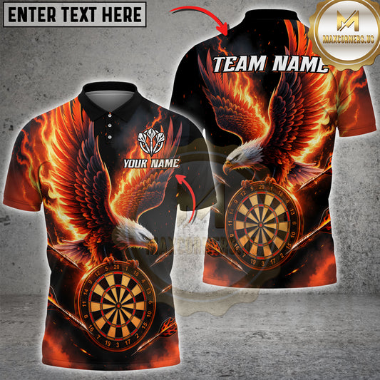 Maxcorners Darts Flaming Bald Eagle And Dartboard Orange Fire Multicolor Customized Name, Team Name 3D Shirts