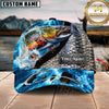 Maxcorners Fishing Cap Water Splash Fish Scale Pattern, Multicolor Customized Name 3D Cap