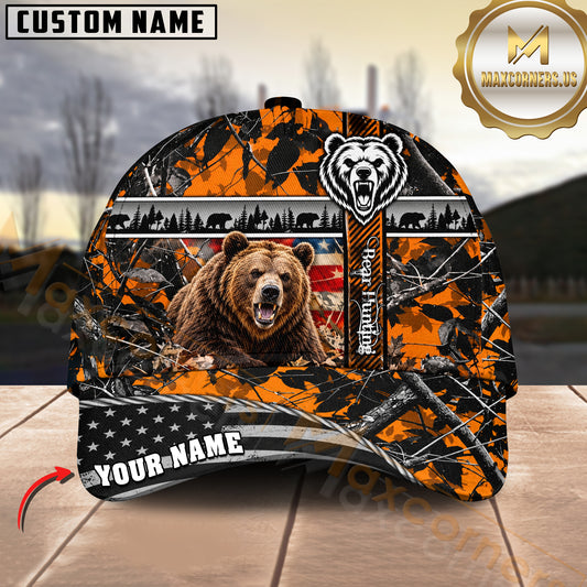 Maxcorners Hunting American Flag Sunset Forest Personalized 3D Cap