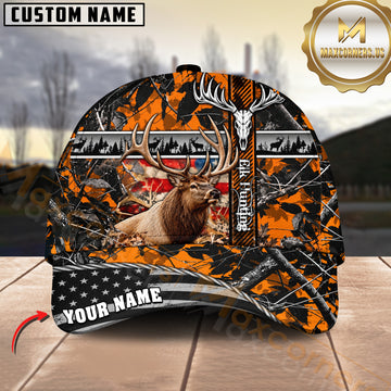 Maxcorners Hunting American Flag Sunset Forest Personalized 3D Cap