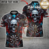 Maxcorners Darts Skull Wings Dartboard Red Cyan Graffiti Design Multicolor Customized Name, Team Name 3D Shirts