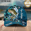 Maxcorners Jumping Fish & Blue Fish Scale Pattern Personalized Name 3D Cap