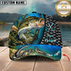 Maxcorners Fishing Underwater Scene & Fish Scale Pattern Personalized Name 3D Cap