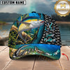 Maxcorners Fishing Underwater Scene & Fish Scale Pattern Personalized Name 3D Cap