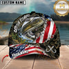 Maxcorners Fishing Camo Texture Stitched US Flag Fish Hooks Graphic Customized Name 3D Cap