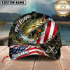 Maxcorners Fishing Camo Texture Stitched US Flag Fish Hooks Graphic Customized Name 3D Cap