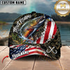 Maxcorners Fishing Camo Texture Stitched US Flag Fish Hooks Graphic Customized Name 3D Cap