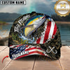 Maxcorners Fishing Camo Texture Stitched US Flag Fish Hooks Graphic Customized Name 3D Cap