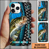 Maxcorners Fishing Underwater Fish Scales & Hooks Personalized Name 3D Phone Case