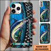 Maxcorners Fishing Underwater Fish Scales & Hooks Personalized Name 3D Phone Case