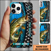 Maxcorners Fishing Underwater Fish Scales & Hooks Personalized Name 3D Phone Case