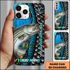 Maxcorners Fishing Underwater Fish Scales & Hooks Personalized Name 3D Phone Case