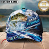 Maxcorners Fishing Ocean Boat Jumping Fish Water Splash Graphic Customized Name 3D Cap