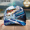 Maxcorners Fishing Ocean Boat Jumping Fish Water Splash Graphic Customized Name 3D Cap
