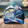 Maxcorners Fishing Ocean Boat Jumping Fish Water Splash Graphic Customized Name 3D Cap