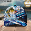 Maxcorners Fishing Ocean Boat Jumping Fish Water Splash Graphic Customized Name 3D Cap