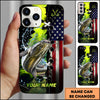 Maxcorners Fishing American Flag And Fishing Hooks Personalized Name 3D Phone Case (13 Fish Species)