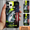 Maxcorners Fishing American Flag And Fishing Hooks Personalized Name 3D Phone Case (13 Fish Species)