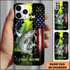 Maxcorners Fishing American Flag And Fishing Hooks Personalized Name 3D Phone Case (13 Fish Species)