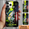 Maxcorners Fishing American Flag And Fishing Hooks Personalized Name 3D Phone Case (13 Fish Species)