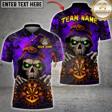 Maxcorners Darts Halloween Grim Reaper Pumpkin Dartboard Personalized Name 3D Unisex Shirt