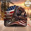 Maxcorners Hunting Patriotic American Flag, Forest Sunset Landscape Multi Animals Customized Name 3D Cap