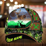 Maxcorners Flag Deer Hunting Art Leather Pattern Personalized Hats 3D Multicolored