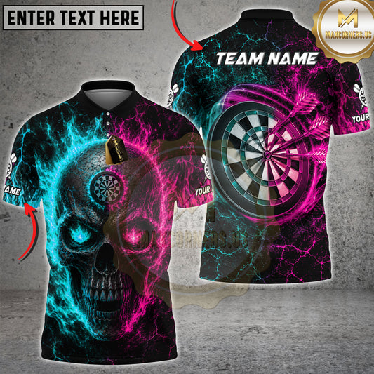 Maxcorners Darts Split Element Skull Multicolor Customized Name, Team Name 3D Shirts