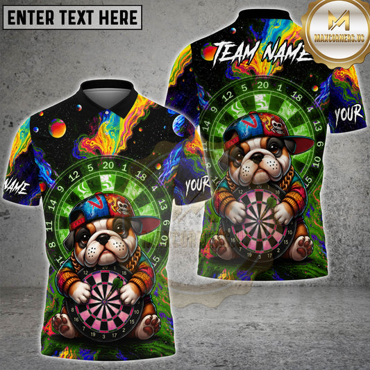 Maxcorners Darts Hip Hop Bulldog Multicolor Customized Name, Team Name 3D Shirts