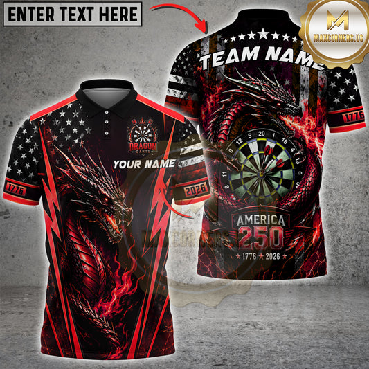 Maxcorners Darts Patriotic Dragon Dart Player Multicolor Customized Name, Team Name 3D Shirts