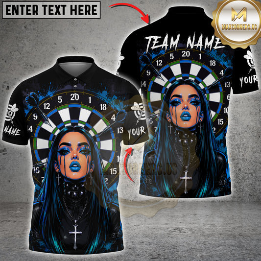Maxcorners Darts Gothic Queen Dartboard Cross Multicolor Customized Name, Team Name 3D Shirts