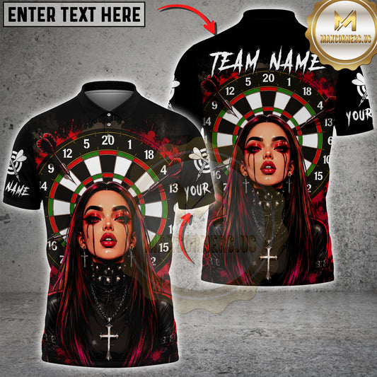 Maxcorners Darts Gothic Queen Dartboard Cross Multicolor Customized Name, Team Name 3D Shirts