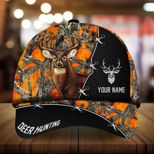 Maxcorners Loralle Premium Deer Hunting Leather Camo Pattern 3D Multicolor Personalized Cap