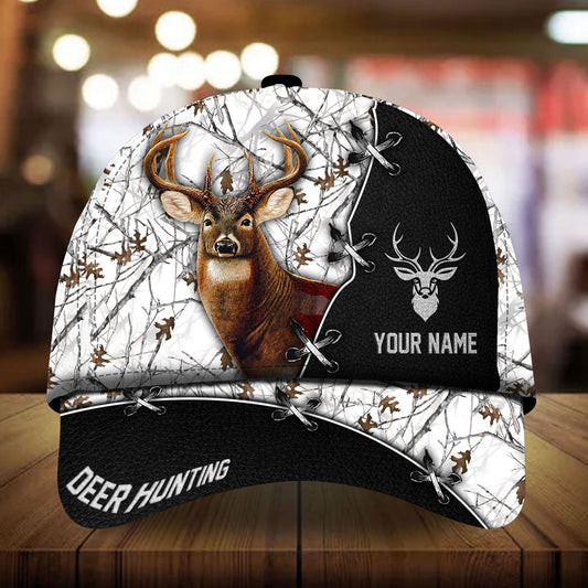 Maxcorners Loralle Premium Deer Hunting Leather Camo Pattern 3D Multicolor Personalized Cap