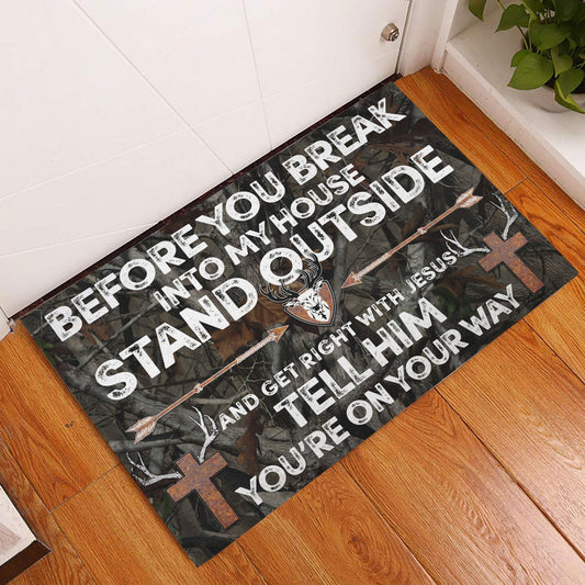 Maxcorners Hunting Rubber Doormat, Hunting Before you break into my house stand outside Welcome Doormat, Indoor Outdoor Door Mat, Home Decor LM1611