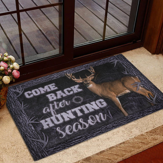 Maxcorners Hunting Rubber Doormat, Hunting Deer Come Back After Hunting Season Hunter Welcome Doormat, Indoor Outdoor Door Mat, Home Decor LM1611