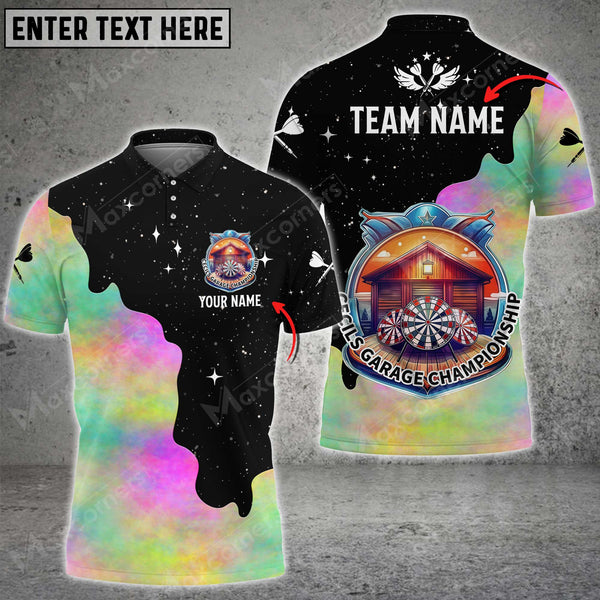 Personalized Darts Board Colorful And Grunge Style Men Dart Polo Shirts For Dawn