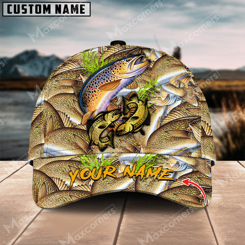 Maxcorners Personalized Trout Fishing Pattern Classic 3D Cap