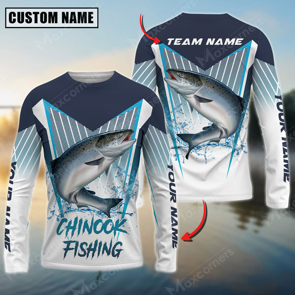 Maxcorners Chinook Fishing Blue Water Pro Sport Jersey Personalized Name, Team Name Long Sleeve Shirt