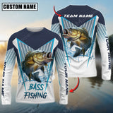 Maxcorners Bass Fishing Blue Water Pro Sport Jersey Personalized Name, Team Name Long Sleeve Shirt