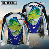 Maxcorners Mahi-Mahi Fishing Smoke Hexagon Pattern Pro Sport Jersey Personalized Name, Team Name Long Sleeve Shirt