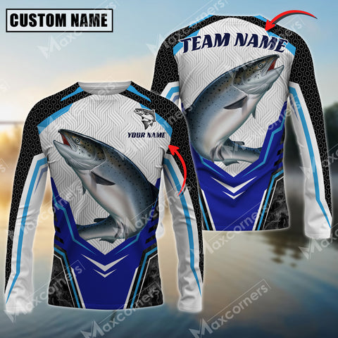 Maxcorners Chinook Fishing Smoke Hexagon Pattern Pro Sport Jersey Personalized Name, Team Name Long Sleeve Shirt