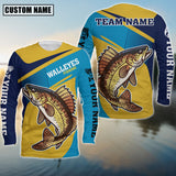 Maxcorners Walleyes Fishing V Line Blue Pattern Sport Jersey Personalized Name Long Sweat Shirt