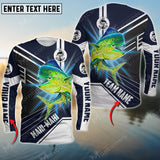 Maxcorners Mahi-Mahi Fishing Bright Line Pattern Sport Jersey Personalized Name And Team Name Long Sweat Shirt