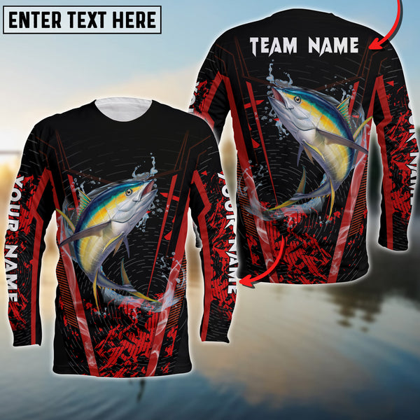 Maxcorners Tuna Fishing Red Smoke Pattern Sport Jersey Personalized Name Long Sweat Shirt