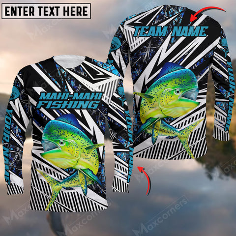 Maxcorners Mahi-Mahi Fishing Lighining Art Camo Pattern Sport Jersey Personalized Name And Team Name Long Sweat Shirt